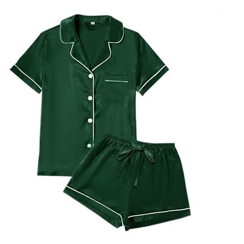 4Pcs Womens Satin Silky Pajama Sets Short Sleeve Shirt XS-4XL Floral Pajamas Set Soft PJ Loungewear Sleepwear - Image 1