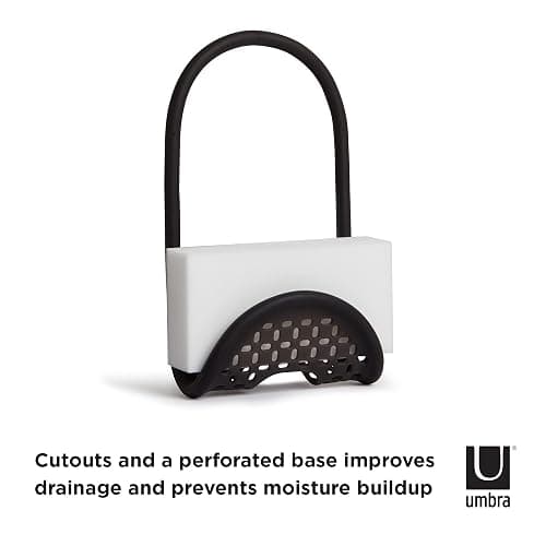 Umbra Sling Kitchen Sink Caddy Sponge Holder, Hangs Over Faucet or Divider, Single, Black thumbnail 5