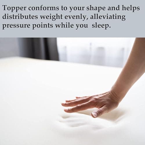 Treaton, 1-Inch High Density Medium Firm Foam Mattress Topper, CertiPUR-US Certified for Superior Comfort and Support, King, White thumbnail 4