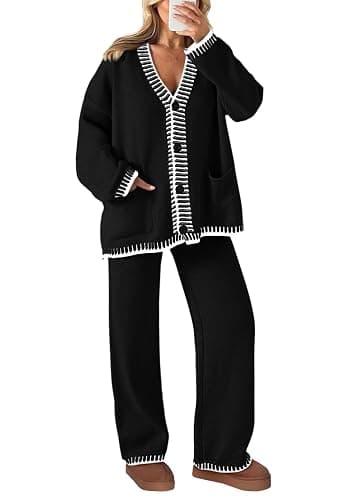 PRETTYGARDEN Lounge Sets for Women Fall 2026 Loungewear 2 Piece Outfits Cardigan Sweaters Track Suit Matching Winter Clothing - Image 1