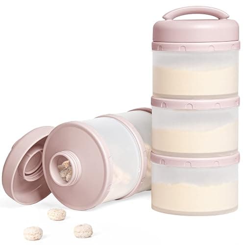 Termichy Stackable Formula Dispenser Portable Milk Powder Container, 2 Pack (Light Pink) - Image 1