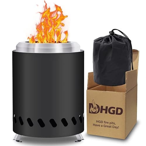 HGD Small Tabletop Fire Pit, Smokeless Table Top Firepit Outdoor, Portable Mini Stove with Carry Bag for Camping Backyard Patio Garden Picnic, Fueled by Pellets or Wood, Stainless Steel, Black - Image 1