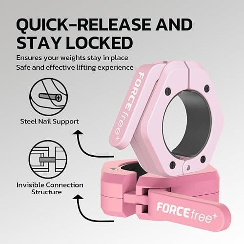 Forcefree+ Barbell Clips (Pair), Barbell Clamps, Quick Release Olympic Barbell Clamps with Anti Slip TPR Grip, Barbell Collars for Secure Weightlifting & Powerlifting thumbnail 3