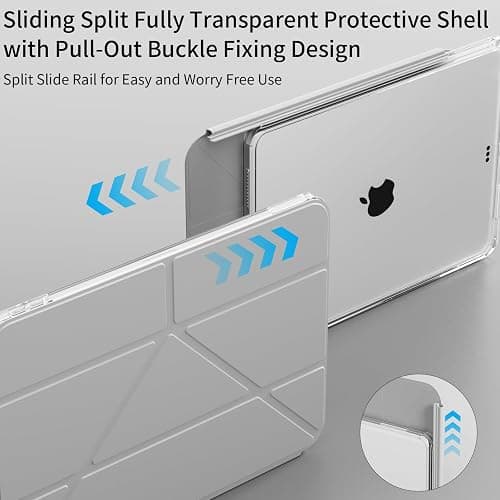 KVTVOU Clear Case for iPad (A16) 11th/10th Generation (2025/2022, 11/10.9 Inch), 2 in 1 Detachable Sliding Cover, Y-Multiple Stand Cover Support Vertical Screen Game Mode, Slim & Thin, Gray thumbnail 2