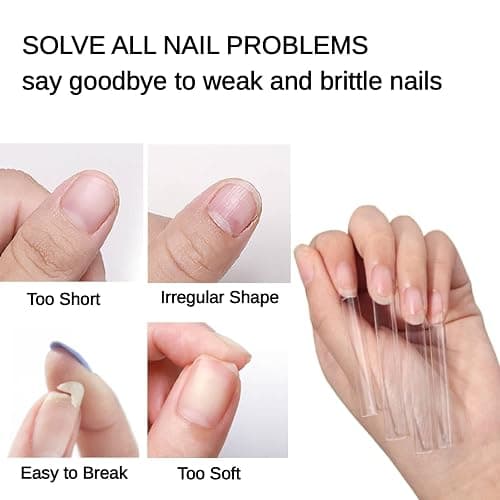 MtnLaur 240Pcs Long Square Nail Tips, Long Square Nails, 12 Sizes No C Clear Nail Tips, French Acrylic Straight Clear False Nail Extension for Beginner and Professional Home Salon DIY thumbnail 2