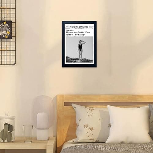 Trendy Newspaper Wall Art New York Poster Framed Prints For Dorm Aesthetic Woman Searches For Where Men Get The Audacity Poster Canvas Fashion Retro Girl Room Magazine Headline Bedroom Decor thumbnail 5