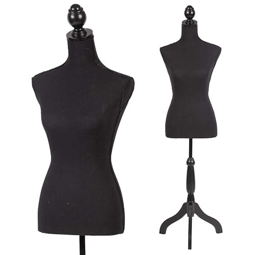 Mannequin Torso Manikin Dress Form Height Adjustable Female Mannequin Dress Model Display Torso Body Tripod Stand Clothing Forms (Black, 59-67 Inches) - Image 1