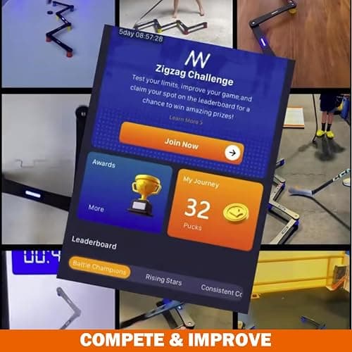 Potent Digital Stickhandling Trainer 2.0 with App-Enabled Training, Built-in Scoreboard & Countdown Timer - Practice Puck Control & Reaction Times, Portable On & Off Ice Hockey Training Aid thumbnail 7