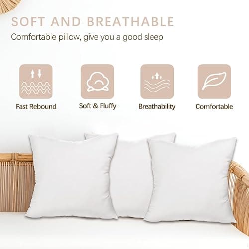Throw Pillows Insert Set of 2, White 12x20 in Pillow Inserts with 100% Cotton Cover,Bed and Couch Decorative Stuffer Pillows,Indoor Pillows for Sofa thumbnail 5