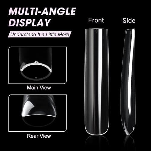 AORAEM Extra Long Square Full Cover Nail Tips 240PCS XXXL Clear Full Cover Fake Nails False Nails 12 Sizes Tapered Square Press on Fake Nail Tips for Acrylic Nails Salons Home DIY with Box thumbnail 4
