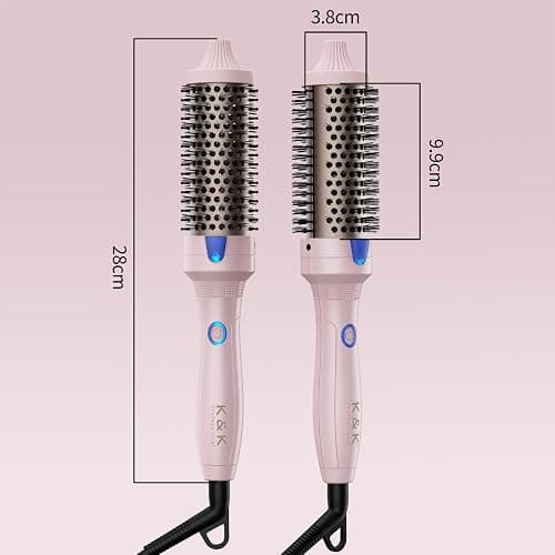 K&K Stylingbürsten K&K Thermobürste Keratin Thermal Brush Protect Beheiztes Fass Heiße Haarbürste, Ionisch Glatt Scheinen Volumen Kamm, Haarglätter Lockenwickler Styling Tool, Dual Spannung thumbnail 7