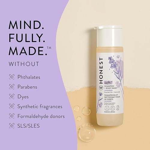 The Honest Company Silicone-Free Conditioner & 2-in-1 Cleansing Shampoo Body Wash Duo Gentle for Baby, Naturally Derived, Lavender Calm, 20 fl oz thumbnail 6
