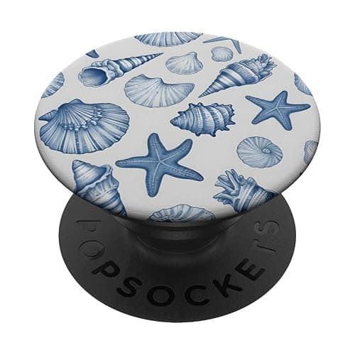 Blue Seashell Summer PopSockets Adhesive PopGrip - Image 1