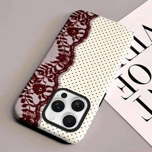 Polka Dots & Lace Splicing Shockproof Anti-Slip Scratch Resistant 2-in-1 Korean Glossy Printed Hard PC Case for iPhone 11-17 PRO MAX (A,iPhone 13/14) thumbnail 6