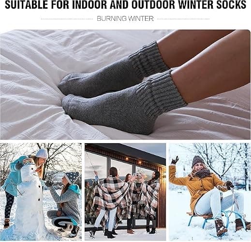 CLOSEMATE Womens Thick Full Cushioned Thermal Warm Boot Socks for Winter 3 Pairs thumbnail 5
