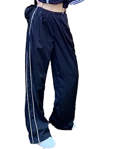 Shebote Womens Parachute Pants Wide Leg Baggy Pants Y2K Elastic Waist Jogger Sweatpants Track Pants Streetwear thumbnail 5