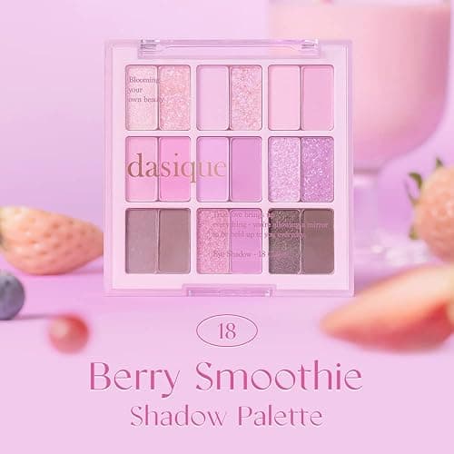 dasique Shadow Palette #18 Berry Smoothie l Vegan, Cruelty-Free l 18 Blendable Shades in Smooth Matte and Shimmer Finishes with Gorgeous Pearls thumbnail 2