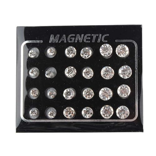 POFET 12 Pairs Crystal Studs Magnets Earrings No Piercing Ear Stud 4mm 6mm 7mm - Image 1