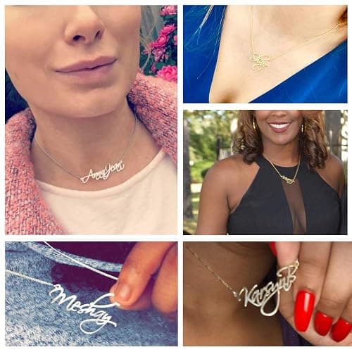 UMAGICBOX Exquisite Personalized Name Necklace|Choose from 14 Font Styles|Customizable 18K Gold Plated Stainless Steel & Sterling Silver Pendant|Unique Gift for Her thumbnail 5
