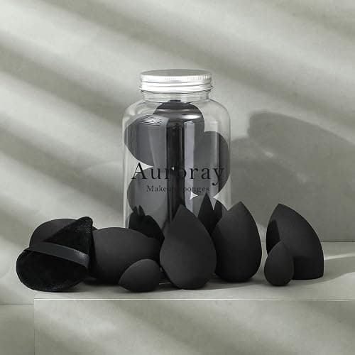 14 Pcs Makeup Sponge Set, Beauty Sponges Blender with 4 Pcs Powder Puff and 4 Pcs Mini Make up Sponges for Liquid,Foundation,Powder,Concealer,Cream (Black) thumbnail 6
