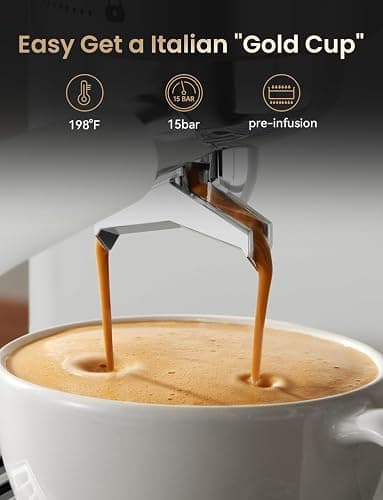Neretva Espresso Machine, 15 Bar Espresso Coffee Machine with Visible Pressure Guage Professional Espresso Maker with Milk Frother & Stainless Steel for Home Barista Latte and Cappuccino Maker - White thumbnail 4