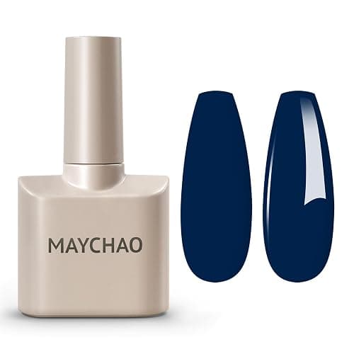 MAYCHAO Navy Blue Gel Nail Polish 1Pc Dark Blue Gel Polish Soak Off UV LED Nail Polish Nail Art Starter Manicure Salon DIY at Home, 0.5 OZ thumbnail 7