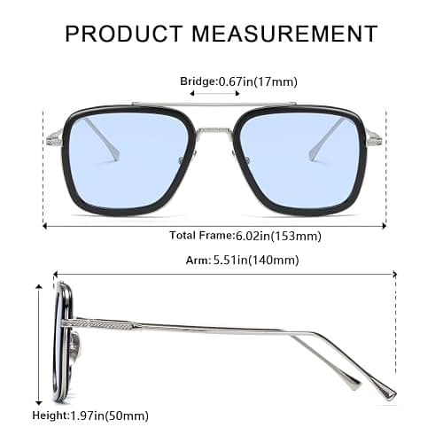 aisswzber Tony Stark Sunglasses Vintage Square Metal Frame for Men Women -Iron Man and Spider-Man Vintage Sun Glasses thumbnail 3