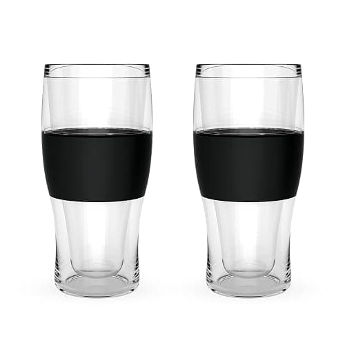 Host FREEZE Beer Glasses, Frozen Beer Mugs, Freezable Pint Glass Set, Insulated Pint Glass to Keep Your Drinks Cold, Double Walled Insulated Glasses, Tumbler for Iced Coffee, 16oz, Set of 2, Black thumbnail 18