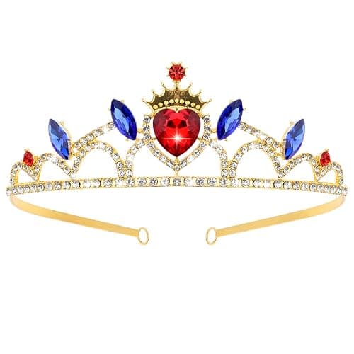 Princess Crown Red Blue Crystal Heart Crown Queen of Hearts Evie Costume Halloween Cosplay Party Tiara Accessories Birthday Tiara - Image 1
