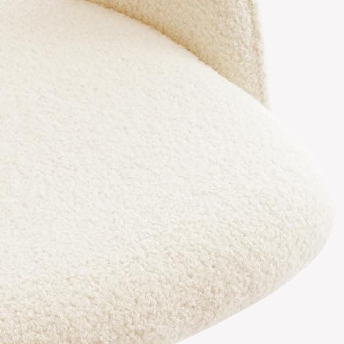 Furnimart Swivel Rolling Desk Chair, Adjustable Faux Fur Vanity Chair with Gold Legs, Cute Task Chair with Wheels for Living Room Bedroom Studying Small Places (Faux Fur White) thumbnail 4