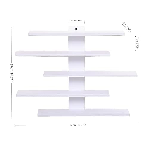 HUHUJIA 5-Tier Trinket Shelf, Wall Display Shelf for Collectibles (White) | Trinket shelves, Display shelves for collectibles, Floating wall shelves for trinkets,Wall decor living room thumbnail 2
