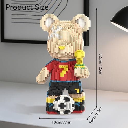 DAHONPA Football Sport Bear Micro Building Blocks Set (3450 Pieces), Bear Bricks Set Creative Home & Office Decor, Gift for Adults and Kids thumbnail 3