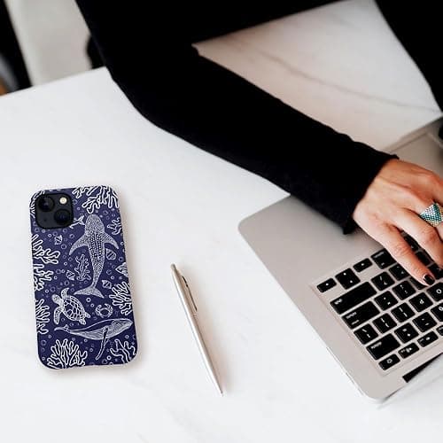 DAIZAG Case Compatible with iPhone 15,Durable Shock Protection Cover for Girl Women,Navy Blue Turtle Whale Shark thumbnail 6