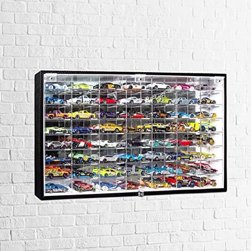 JACKCUBE Design Hot Wheels 1/64 Scale Diecast Display Case Storage Cabinet Shelf Wall Mount Rack for 56 Hot Wheels(Black, 24.61 x 13.78 x 2.05 inches)-MK184 thumbnail 7