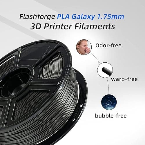 FLASHFORGE PLA Filament 1.75mm Galaxy Matte Black, 3D Printer Filament with Silver Glitter 1kg (2.2lbs) Spool, Dimensional Accuracy +/- 0.02mm, Shimmering 3D Printing Filament for Unique Finish thumbnail 4