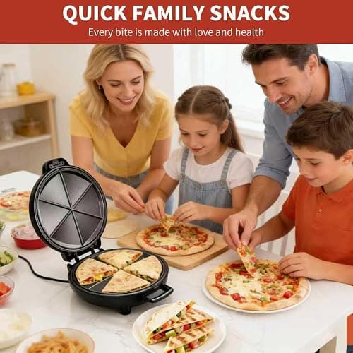 Electric Quesadilla Maker, 9.5'' Quesadilla Press with Easy Slice 6 Wedge, Non Stick Surface, Locking Latch For Extra Stuffing, Grilled Cheese Corn Flour Tortilla Snacks thumbnail 2