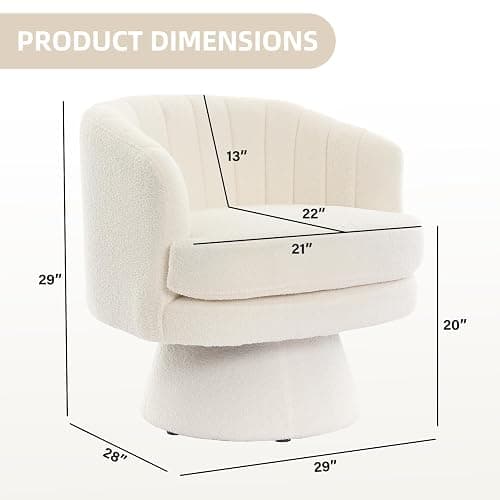 CANMOV Swivel Accent Chair with Armrest, Modern 360 Degree Swivel Barrel Chair with Curve Back and Soft Cushion,Comfy Round Sherpa Teddy Armchair Single Sofa for Living Room,Bedroom,Waiting Room,Beige thumbnail 2