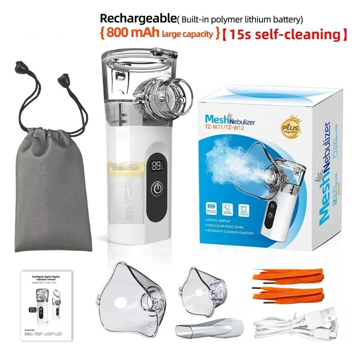 Portable Inhaler, Inhaler Mist Kit with Mouthpiece and Mask for Children and Adults, Very Quiet, USB Rechargeable or Battery Operated thumbnail 2