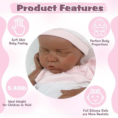 MEIVCOS Baby Dolls, 18.11 Inch Full Soft Body Realistic Newborn Baby Doll, | 1:1 Lifelike Newborn Dolls Non Vinyl Realistic Reborn Toddler Dolls Boy Washable Sleeping Doll thumbnail 5