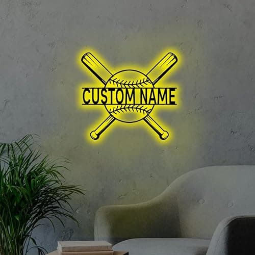 Personalized Baseball Neon Sign, Custom Name Wall Decor Lamp With 16 Colors Changing Remote Control, Sport Christmas Birthday Light (Baseball) thumbnail 2