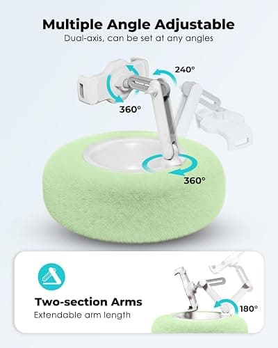 Viozon Tablet Stand Pillow, Compatible with 4.7"-13" Phone/Tablet, iPad, iPhone, Samsung, Google, Kindle, 360°Adjustable Phone Holder for Bed with Soft Plush Fabric, and Detachable Bowl, Green thumbnail 4