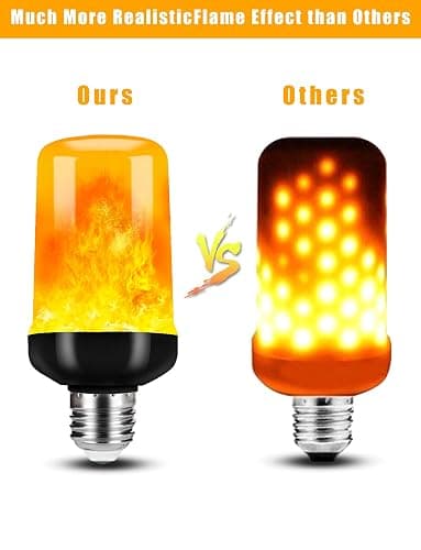 Hompavo 【Upgraded】 LED Flame Light Bulbs, 4 Modes Flickering Light Bulbs with Upside Down Effect, E26/E27 Flame Bulb for Halloween Christmas Party Patio Porch Home Indoor & Outdoor Decorations - 2 thumbnail 3