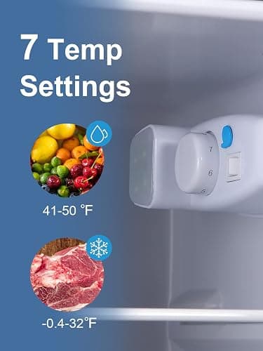 KRIB BLING 3.5 Cu.Ft Refrigerator 2 Door 7 Level Adjustable Thermostat Control Top-Freezer Refrigerator Lock Fresh Energy Saving Blue (KB03-FLS-80G-BLUE) thumbnail 5
