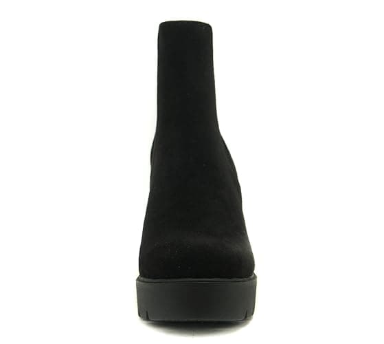 Soda EDITOR ~ Women Lug Sole High Heel Chelsea Fashion Ankle Boot w/Double Elastic Gore thumbnail 3
