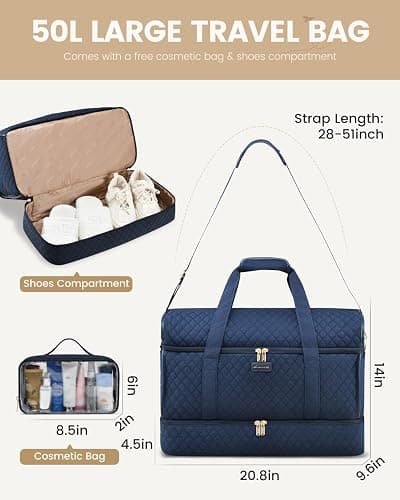 LOVEVOOK Large Travel Duffle Bag, Weekender Bags for Women With Shoe Compartment, Overnight Hospital Bag For Women Labor Delivery, Carry on Bag Personal Item Travel Bag, Yoga Gym Duffel Bag thumbnail 8