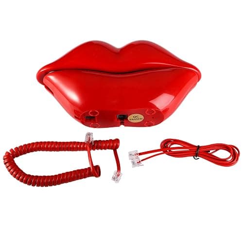 Suwimut Red Mouth Telephone, Wired Novelty Cute Sexy Lip Phone, Gift Real Corded Cartoon Shaped Landline Phone Desk Corded Phones for Home Hotel Office Shop Party Decor thumbnail 4