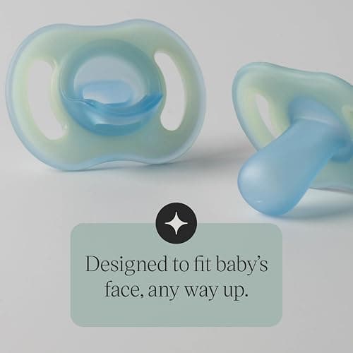 Tommee Tippee Stay Put Pacifier Set, Contains 2 Ultra-Light StayPut Glow in The Dark Pacifiers and 2 Ultra-Light StayPut Pacifiers, 6-18 Months, Colors May Vary, One-Piece Silicone Design, Pack of 4 thumbnail 7