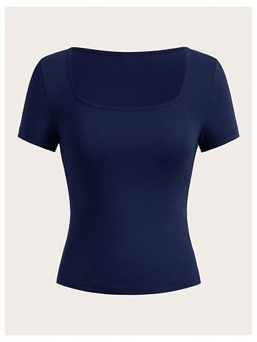 SOLY HUX Women's 3 Piece Square Neck T Shirts Summer Short Sleeve Fitted Dressy Casual Tops thumbnail 5