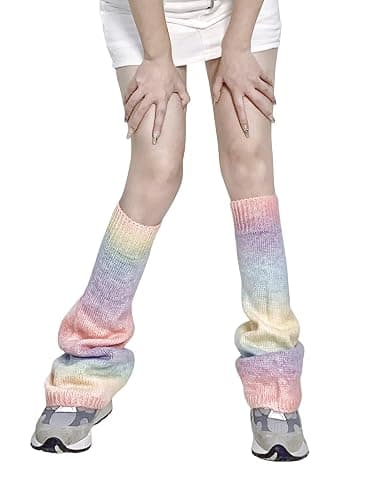 WODECASA Girls Kawaii Leg Warmers Knitted Flared Leg Sleeves Goth Crochet Baggy Cuff Ankle Heap Socks thumbnail 4