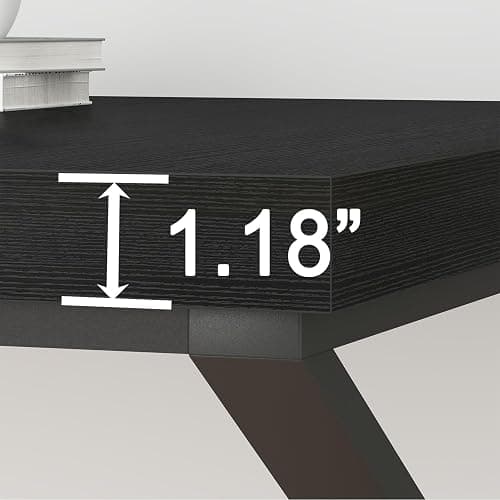 HSH 70 Inch Long Black Desk, Large Metal Wood Computer Desk for 2 Monitors, Modern Home Office PC Laptop Desk for 2 People Executive Writing Work Study Gaming, Simple Bedroom Living Room Black Table thumbnail 7